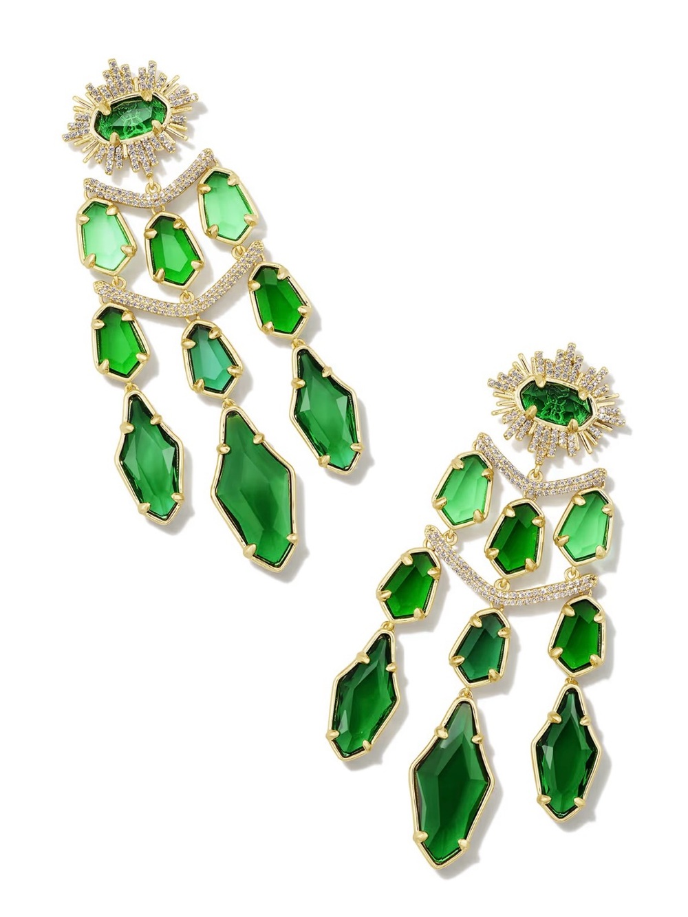 NWT Kendra Scott Alexandria Tiered Statement Earrings in Green ✨